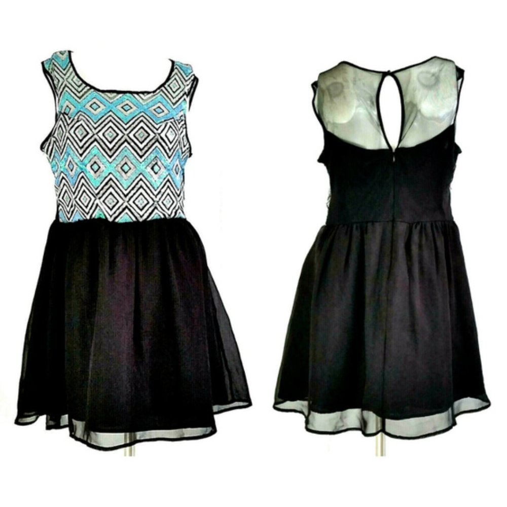 Love Reign Sequins & Mesh Sleeveless Party Dress